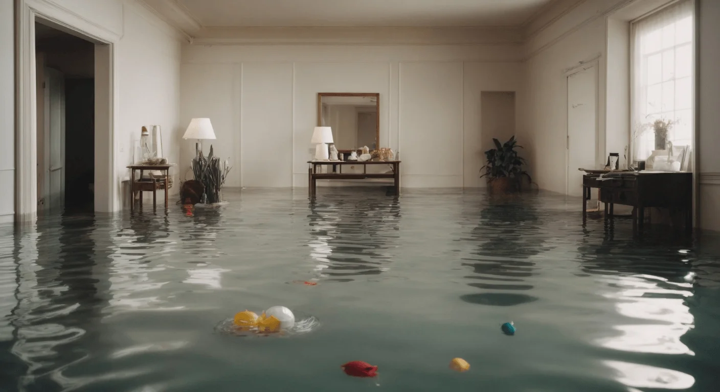 Water damage restoration technician working in a Katy, TX home
